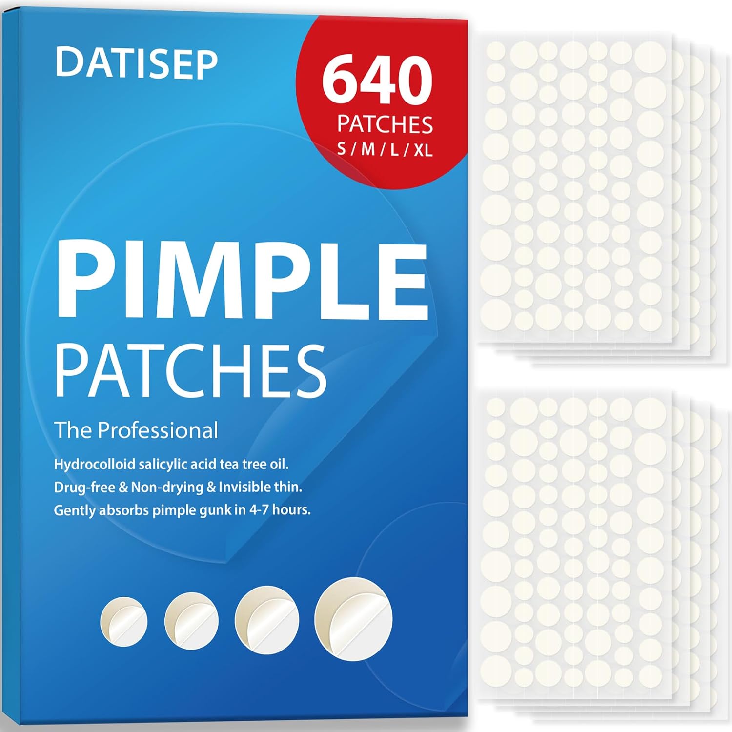 DATISEP Classic Pimple Patches - 640 Hydrocolloid acne patch box