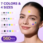 DATISEP Star Hydrocolloid Pimple Patches (560 Count) – 7 Colors Acne Spot Stickers