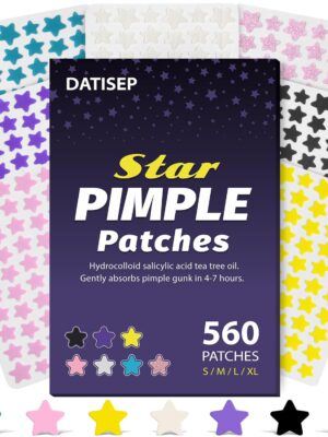 DATISEP Star Hydrocolloid Pimple Patches (560 Count) – 7 Colors Acne Spot Stickers